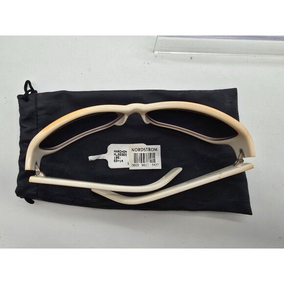 VTG Michael Kors Sunglasses White Beige orange Rhinestone Oversized Frame Case - Picture 9 of 13